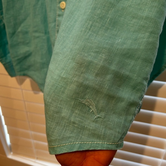 NWT Tommy Bahama Linen Button Up Dress Shirt Seaglass Breezer Long Sleeve Medium - Picture 8 of 8